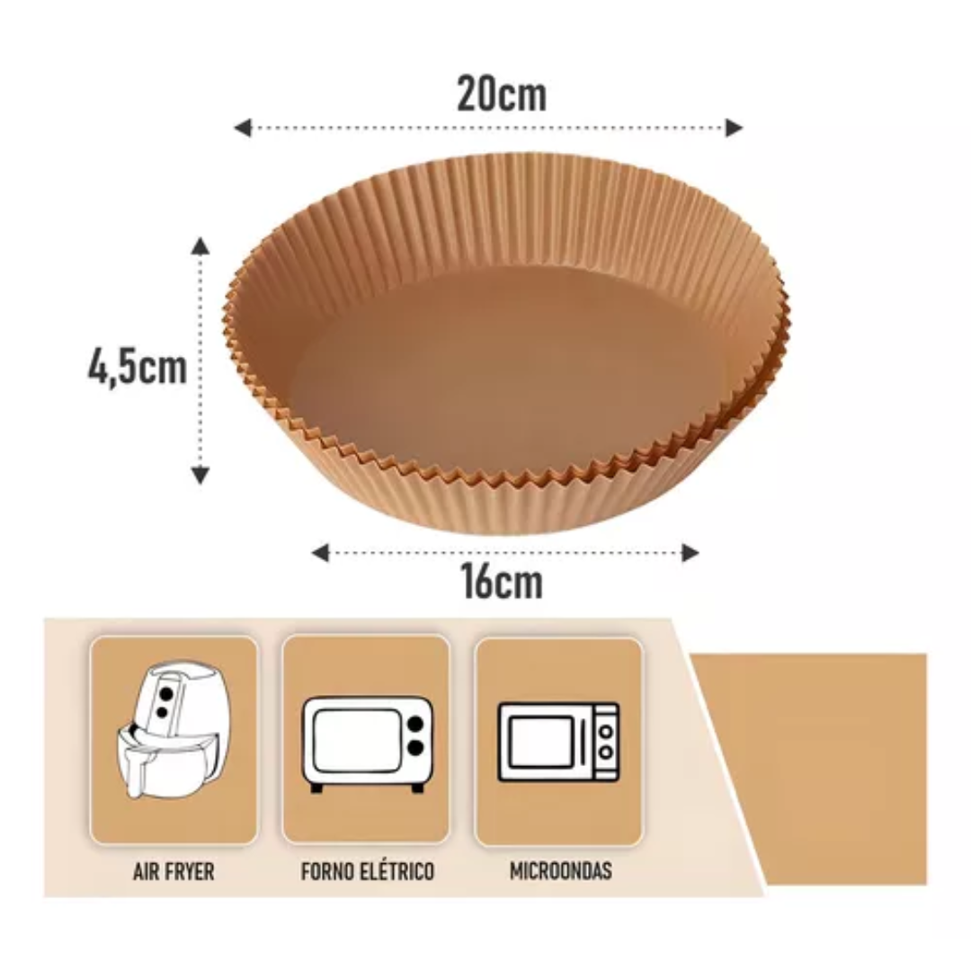 100 Piezas de Papel para Freidora de Aire – Antiadherente y Desechable (16 cm)