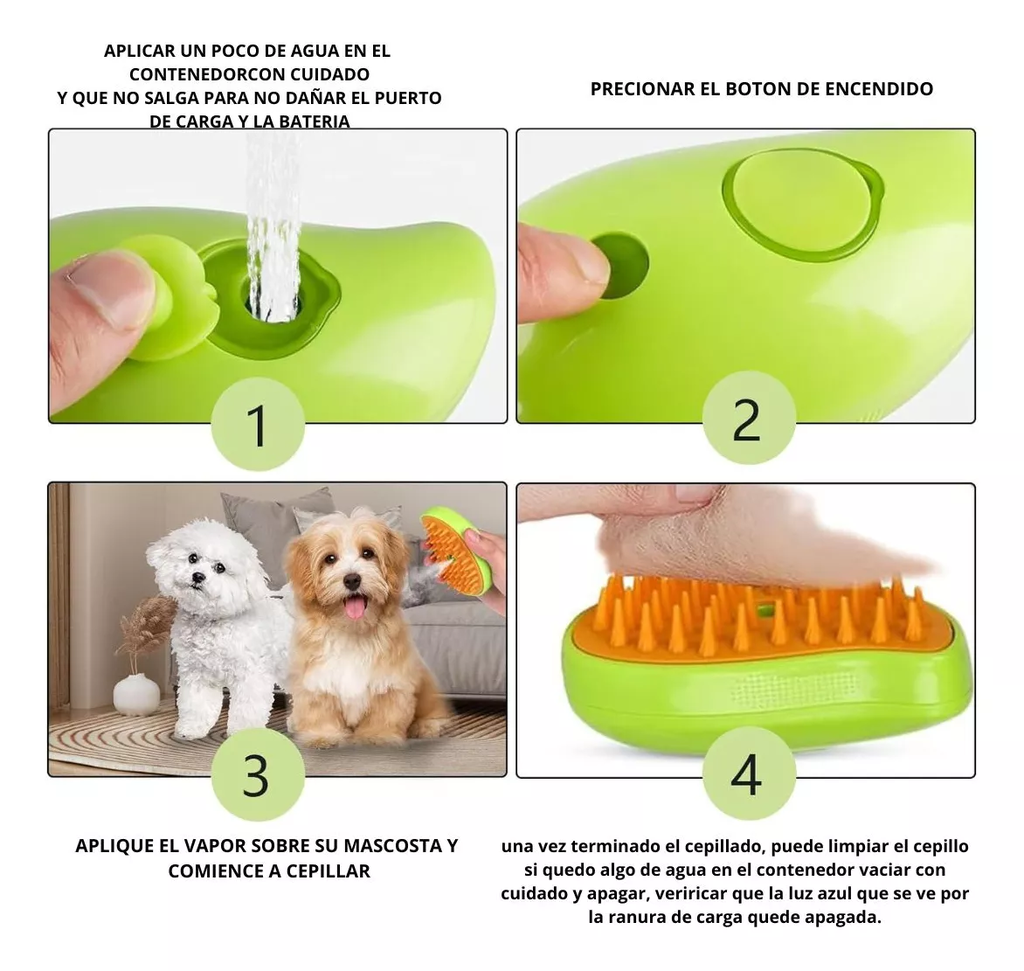 Combo Fuente Hídrica para Mascotas + Cepillo Vaporizador 3 en 1
