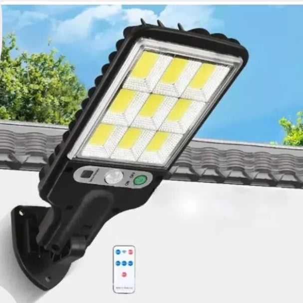 Reflector Lampara Solar Led 3 Modos Con Panel + Control Color Negro