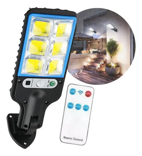 Reflector Lampara Solar Led 3 Modos Con Panel + Control Color Negro